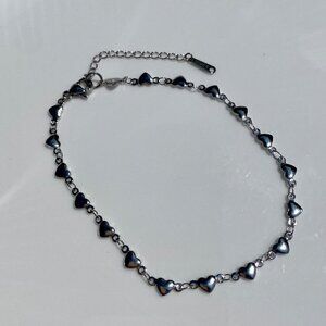 Silver Heart Chain Necklace Stainless Steel